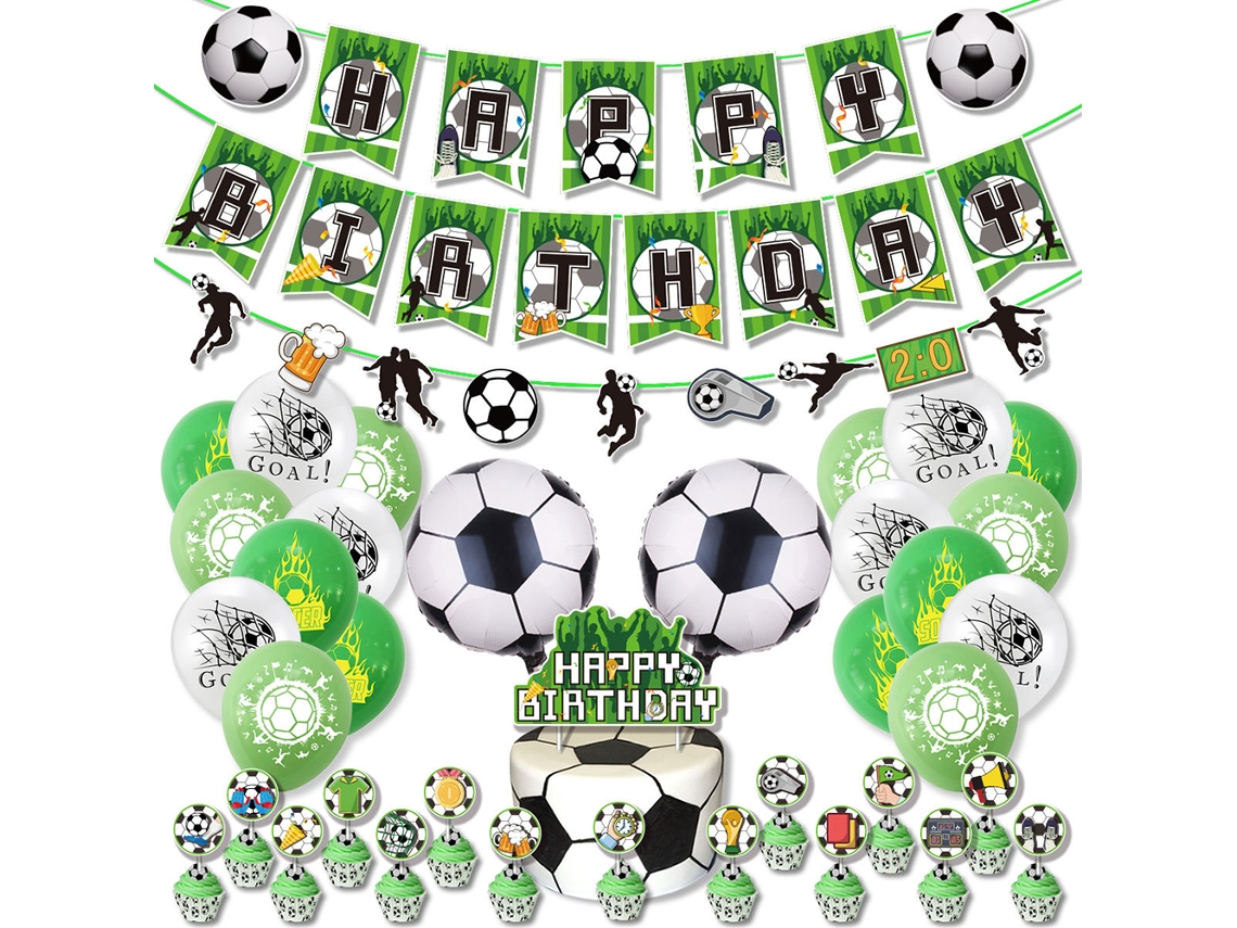 Decorações Para Festa De Aniversário Com Tema Futebol, Faixa Balões Metalizados Perfeito Festas Esportivo E Artigos Futebol.