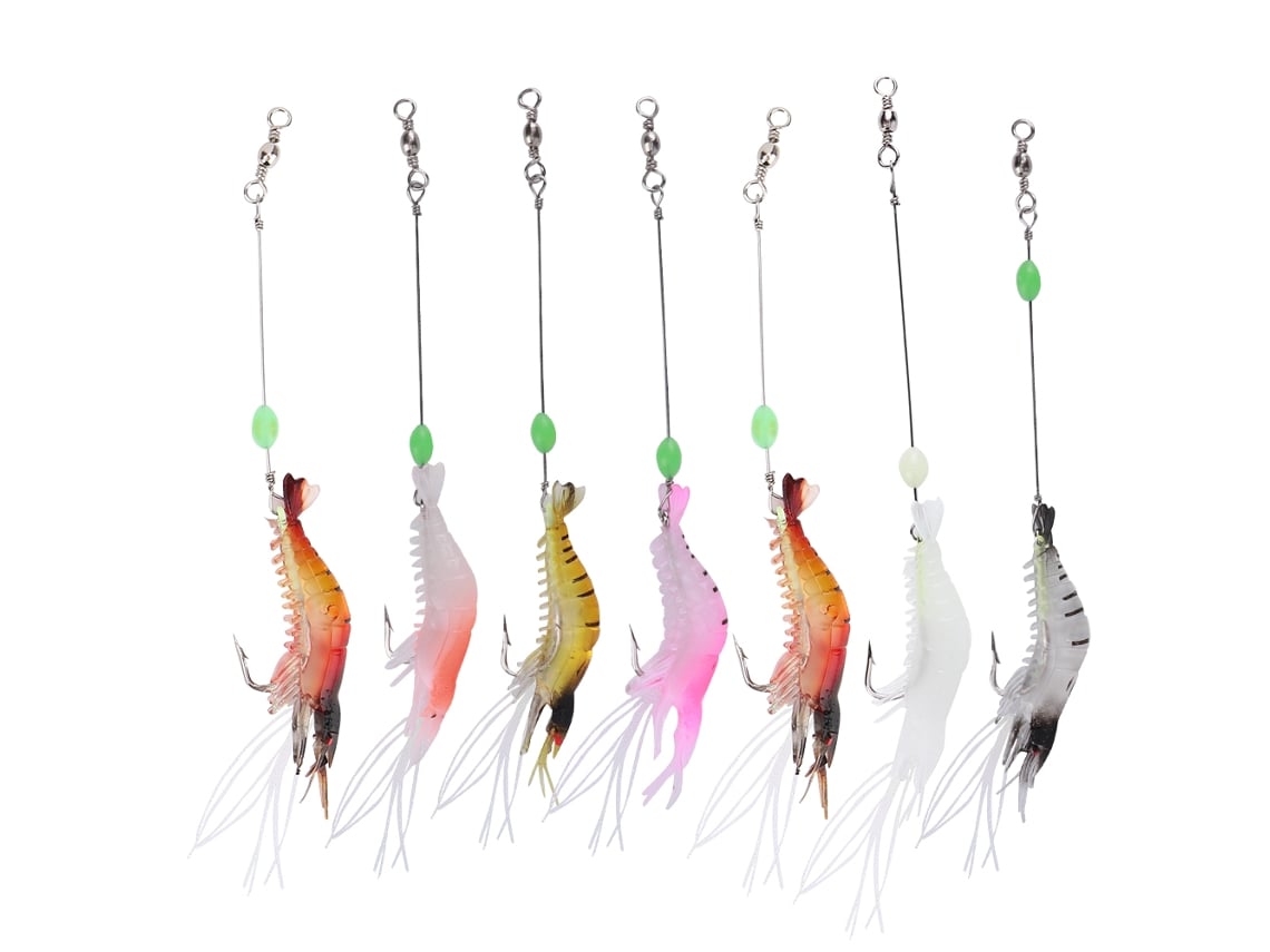 Isca Artificial Camarão Luminoso 7pcs com Gancho