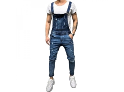 2026 calças Jeans Overalls Rasgadas para Homens com Bolsos Jumpsuits Dungarees M Azul Oscuro