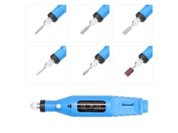 Mini Furadeira Elétrica Usb com 6 Cabeças de Lixamento Máquina de Manicure Velocidade Ajustável 3000-20000 Rpm YURU