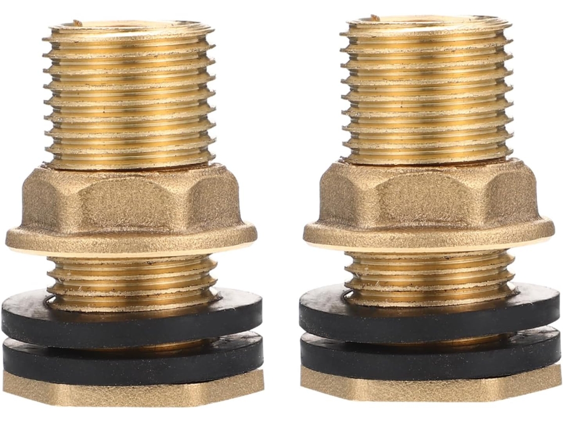 Conjunto De 2 Conectores Latão Para Tanque Água Com Roscas Macho 1/2"