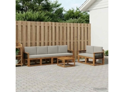 Vidaxl Conjunto De Sofás Para Exterior 6 Pcs Natural E Cinzento-claro