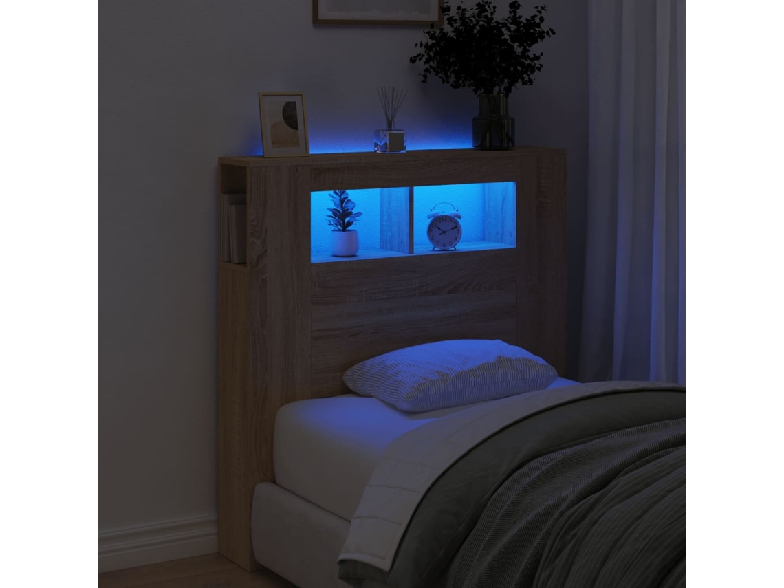 Cabecero con LED 100x18,5x103,5 Deriv. Madera de Roble Sonoma