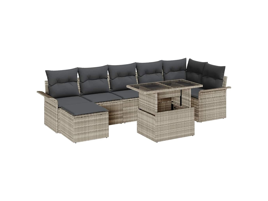 Vidaxl Conjunto De Sofá De Jardim 8 Unid. Cinzento-claro