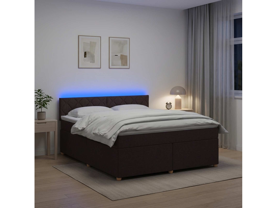 Vidaxl Cama Box Spring Com Colchão Marrom Escuro 180 X 200 Cm Tecido