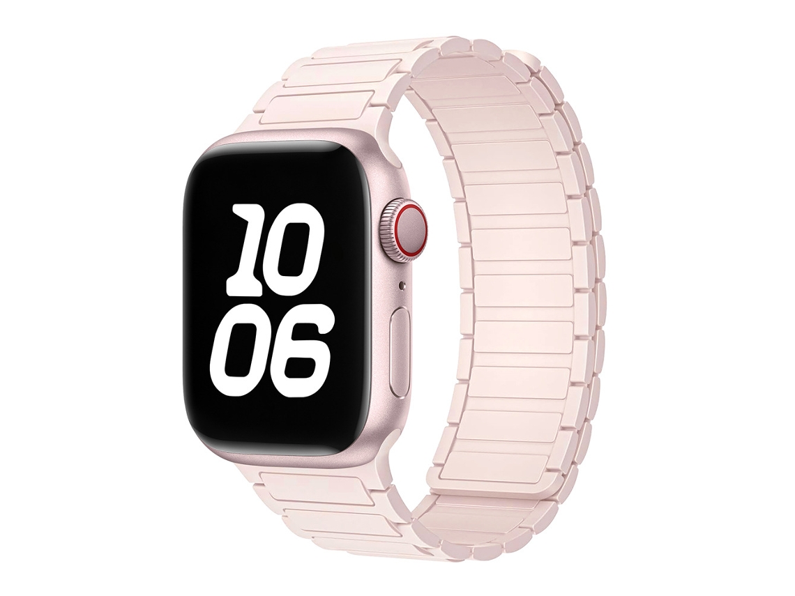 Pulseira Magnética de Silicone Halinuia para Apple Watch Series 1 11/ultra 1 3/se3 , Design Esportivo Respirável. Rosa Claro (38 42 Mm)