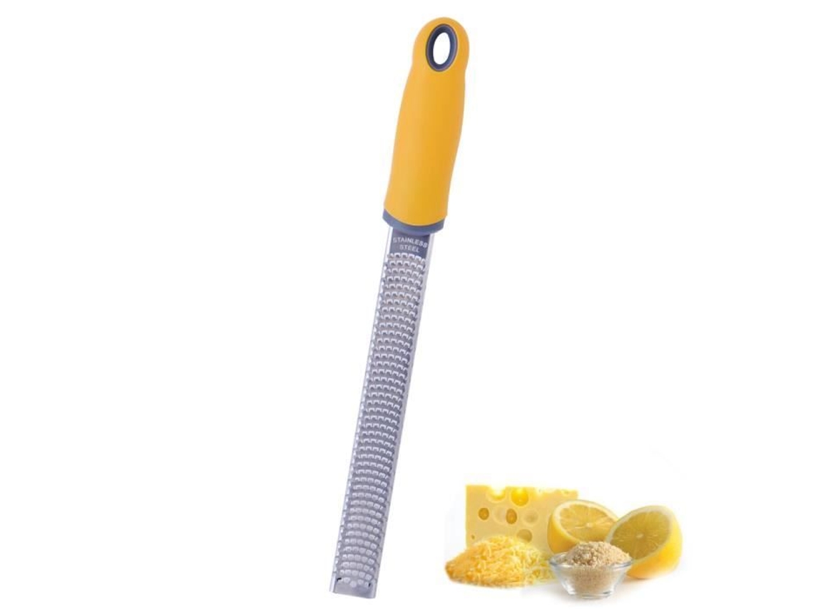 Ralador De Queijo Amarelo Limão, Aço Inoxidável 304, Tampa De Segurança, 320 Mm X 25 Mm, Amarelo, Peça Única