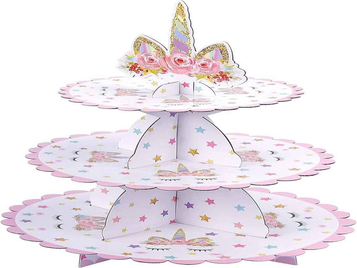Suporte para cupcakes Lurelia, 30 x 35 cm, unicórnio, para festas e mesas.
