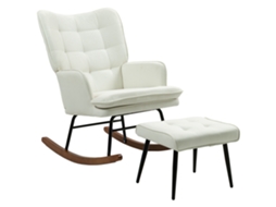 Conjunto De Poltrona Baloiço Com Apoio Para Os Pés Relax Com Almofada Acolchoada E Anti-tombo 64x89x90 Cm Bege