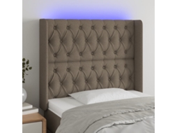 Vidaxl Cabeceira Cama C/ Led Tecido 103x16x118/128cm Cinza-acastanhado