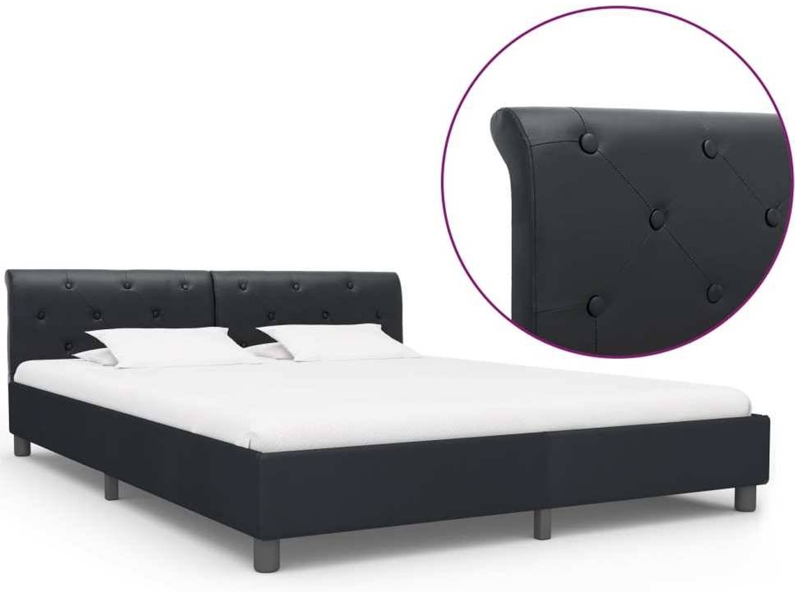 Bed Frame, Bed Frames Vidaxl Preto Couro Artificial (180 X 200 Cm)