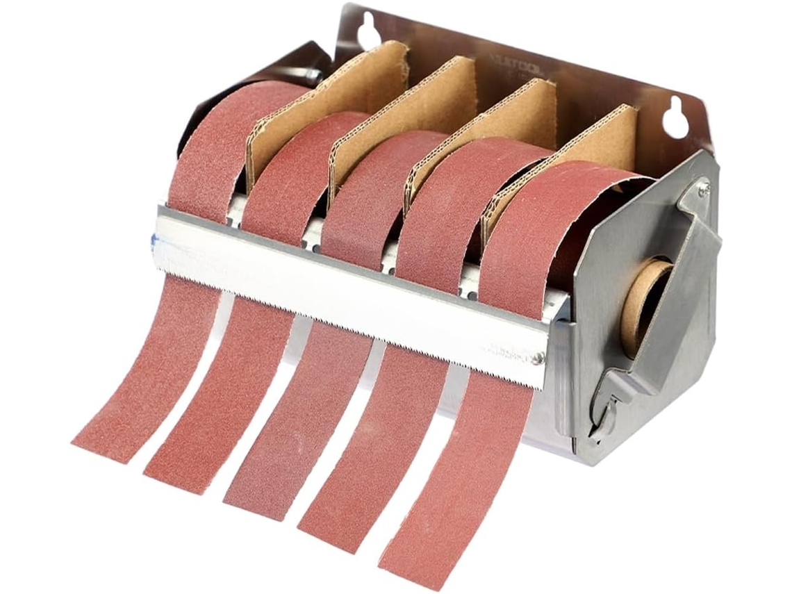 Dispensador De Cintas De Lixa Em Aço Inoxidável Com 5 Compartimentos E Organizador.