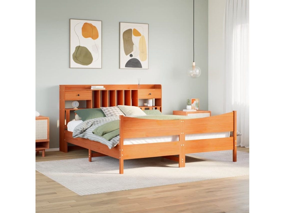 Cama Sem Colchão 180x200 Cm Pinho Maciço Castanho-mel