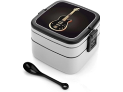 Marmita Bento De Camada Dupla Para Guitarra, Preta, Design Minimalista Moderno, Empilhável, À Prova De Vazamentos