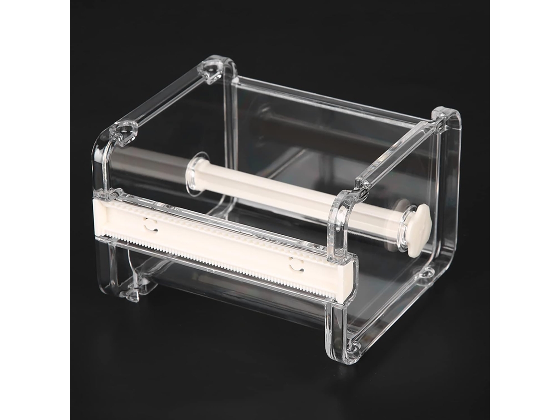 Dispensador de fita adesiva transparente Semme com cortador, caixa de armazenamento com suporte para 2 unidades.