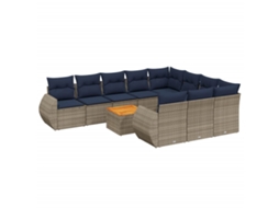 Conjunto de Sofá de Jardim, 11 Peças, Almofadas, Rattan Cinza MAISON EXCLUSIVE