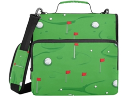 Pasta de 3 Argolas Verdes 1, 5 Polegadas Golf School, Completa, Alça de Ombro e Mão, Fácil de Transportar