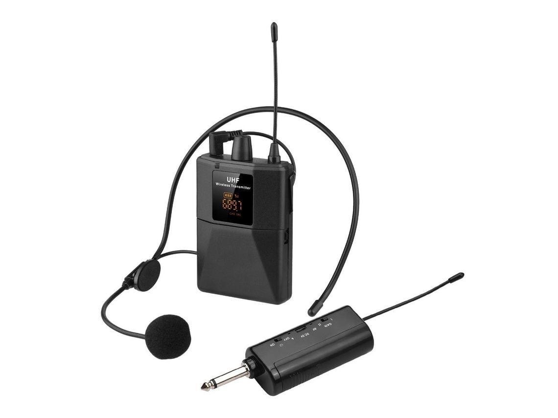 Fones de ouvido sem fio com microfone transmissor e receptor UHF led RGB USB S/MARCA
