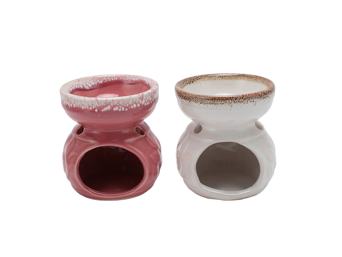 2 Peças Portavelas Cerâmica E Queimador De Óleo Essencial Para Velas Tealight