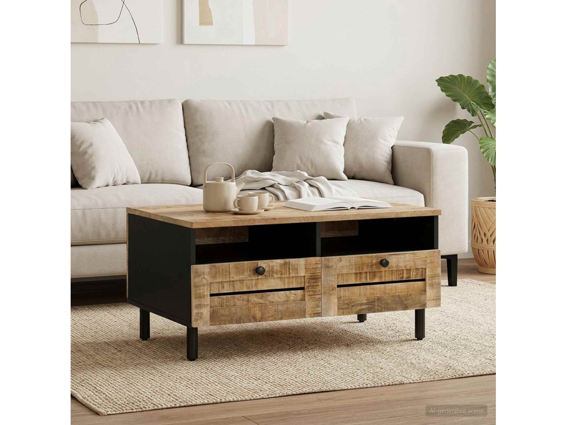 Vidaxl Mesa De Centro Marrom E Preto 80 X 54 X 40 Cm