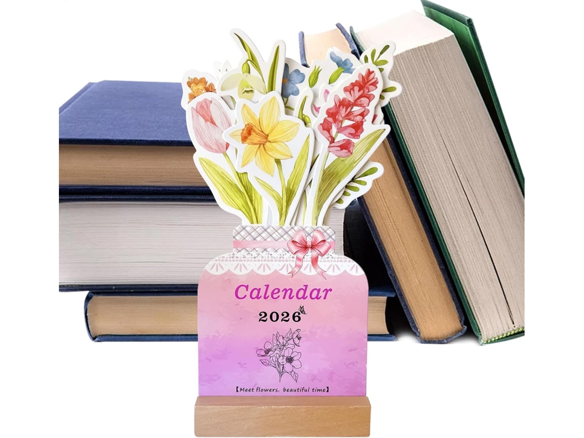Calendário De Mesa Floral 2026 Planejador Mensal Para Com 12