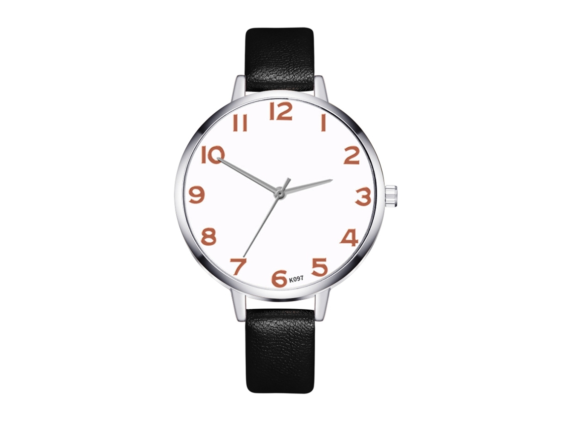 Relógio de Pulso Feminino Zhoulianfa Classic Quartzo Pulseira Couro Pu Preto