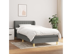 Vidaxl Cama Com Molas/colchão 90x190 Cm Tecido Cinza-escuro