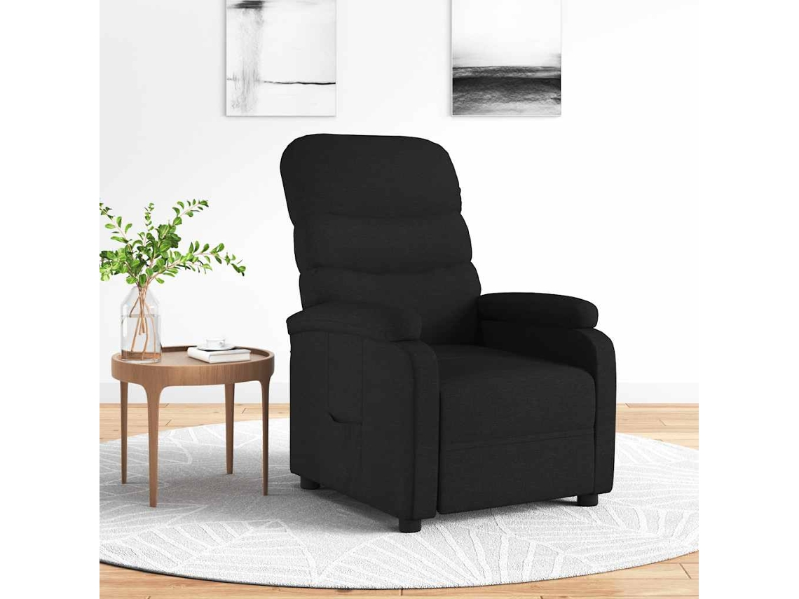 Vidaxl Poltrona Reclinável Tecido Preto