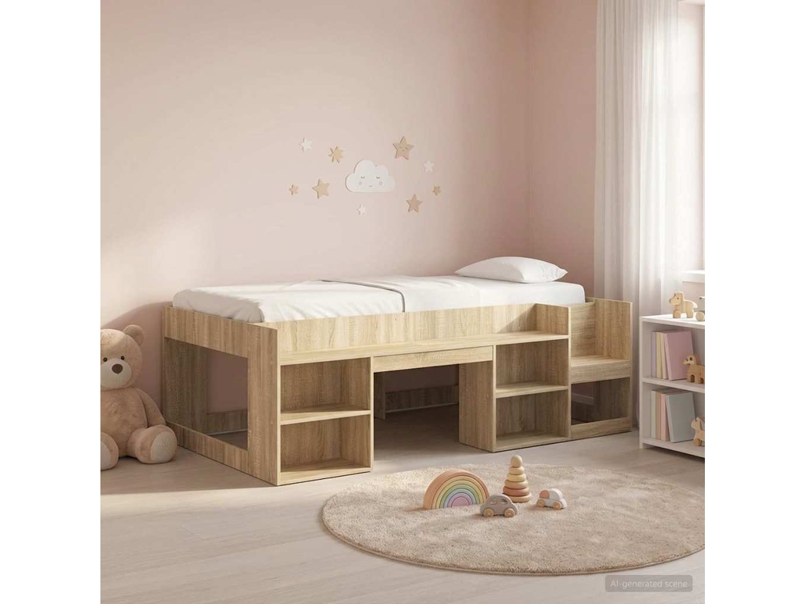 Vidaxl Estrutura De Cama Infantil Com Armazenamento Carvalho Sonoma