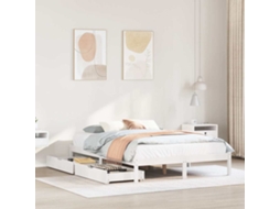 Vidaxl Cama Sem Colchão 140x200 Cm Madeira De Pinho Maciça Branco