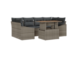 Conjunto 7 Móveis Exteriores Vidaxl Cinzento Vime Pe (100 X 55 X 73 Cm)