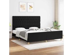 Vidaxl Estrutura De Cama Sem Colchão 180x200 Cm Tecido Preto