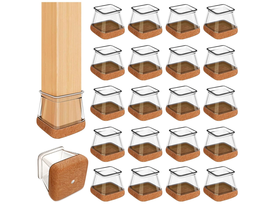 Protetor De Pés De Cadeira,32 Peças Transparente,base De Silicone Com Feltro Espesso,ideal Para Pisos De Madeira Btforus (ajuste 20 26mm)