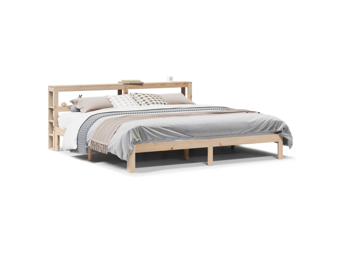 Estrutura de Cama com Cabeceira Pinho Maciço MAISON EXCLUSIVE (200x200 cm)