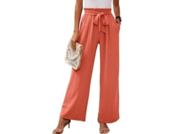 2026 pantalones Anchurosos de Descanso para Mujer Con Bolsillos Ligeros de Cintura Alta Y Nudo Ajustable XXL Naranja