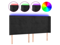 Led Headboard, Led Headboards Vidaxl Preto Veludo (163 X 16 X 118/128 Cm)