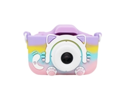 Câmera Dupla Hd Infantil de Desenho Animado YUNZII (gato Arco íris Roxo, Câmera Dupla de Alta Definição, Cartão de Memória Não Incluído)