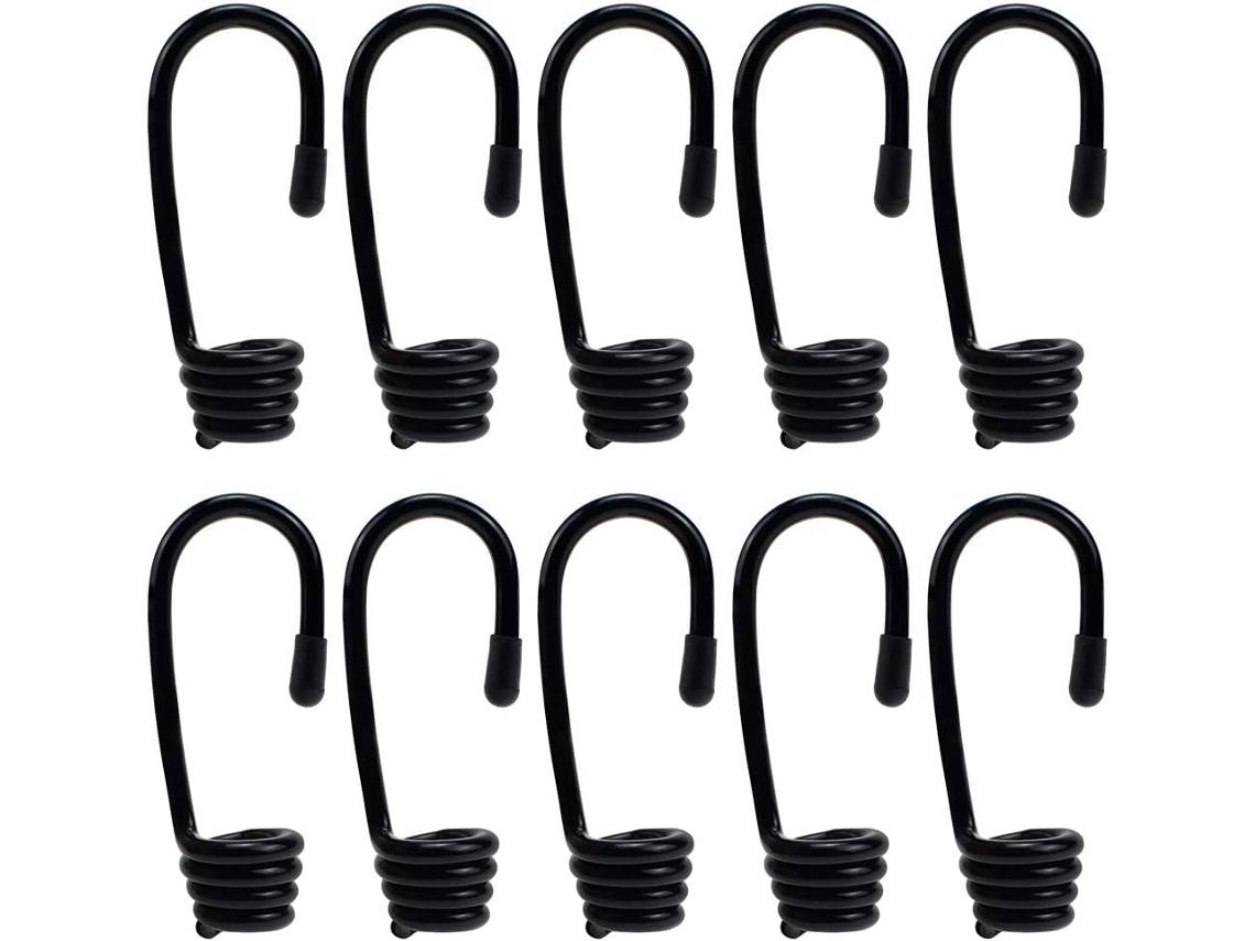 Cordas Elásticas Com Ganchos, 12 Unidades, Preto, Plástico, Elástica