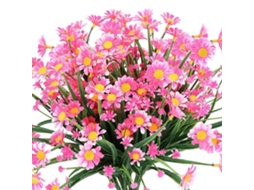 Conjunto de 4 Margaridas Artificiais para Decoração de Exterior, Flores Artificiais, Plantas Verdes, Arbustos Floridos, Rosa. AQUAFORGE