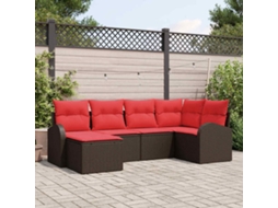 Vidaxl Conjunto De Sofá De Jardim 6 Unid. Castanho