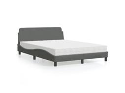 Cama Com Colchão 140x200 Cm Tecido Cinzento-escuro