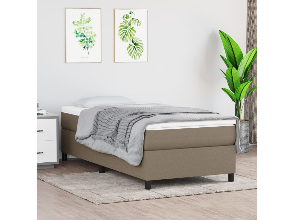 Vidaxl Cama Com Molas/colchão 90x190 Cm Tecido Castanho-acinzentado