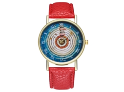 Reloj De Cuarzo Con Correa De Cuero Pu Unisex Dial Romanos Zhoulianfa Rojo