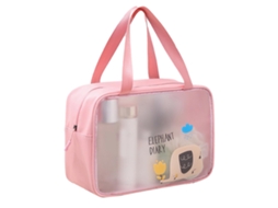 Bolsa de Maquiagem Transparente L Rosa Waterproof Pu Pvc