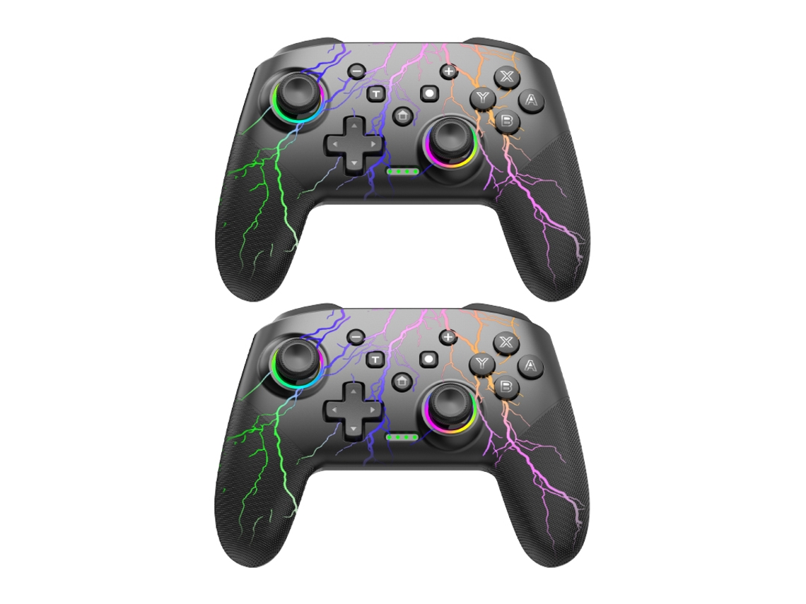 (pacote Com 2 Unidades - Edição Lightning) 2 Controles De Jogos Sem Fio, Bateria De 800mah E Luzes Led Rgb Programáveis.