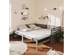 Vidaxl Estrutura Sofá-cama De Puxar 2x(90x200) Cm Pinho Maciço Cinza