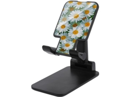 Suporte Dobrável E Ajustável Para Celular Com Estampa De Margaridas Brancas, Ideal Para Escritório