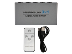 Switch de Áudio Digital Óptico 3 In 1 Out Spdif Toslink. EOOCOO