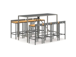 Garden Bar Set, Garden Bar Sets Vidaxl Cinzeto Rattan / Vime (mesa Com 180 Cm De Comprimento)