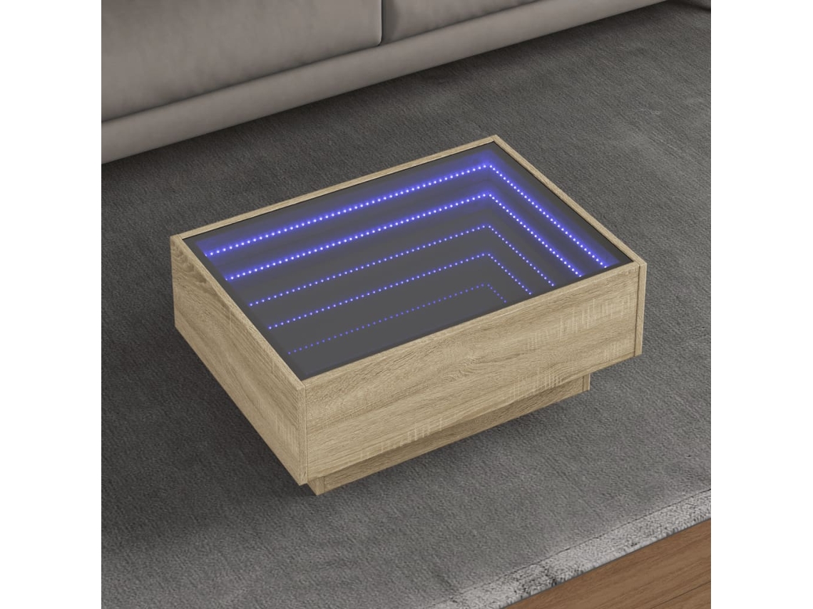 Vidaxl Mesa De Centro C/ Leds 70x50x30 Cm Derivados De Madeira